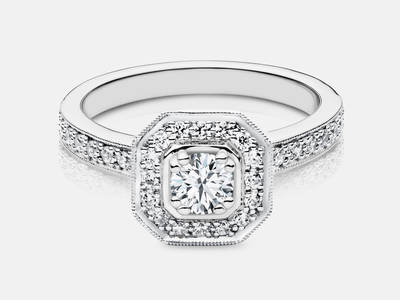 Alexandra style diamond engagement ring with 0.28 carats of side diamonds.  Center stone sold separate.  $2075.00
