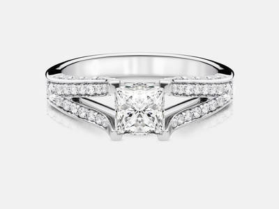 Riley princess cut engagement ring set with 54 round brilliant diamonds totaling 0.67 carats.  Center stone sold separate.  $3250.00