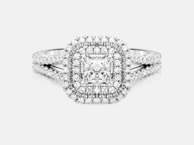 Baptista style engagement ring set with 88 side round brilliant diamonds totaling 0.39 carats.  Center stone sold separate.  $2550.00